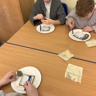 Children working with clay